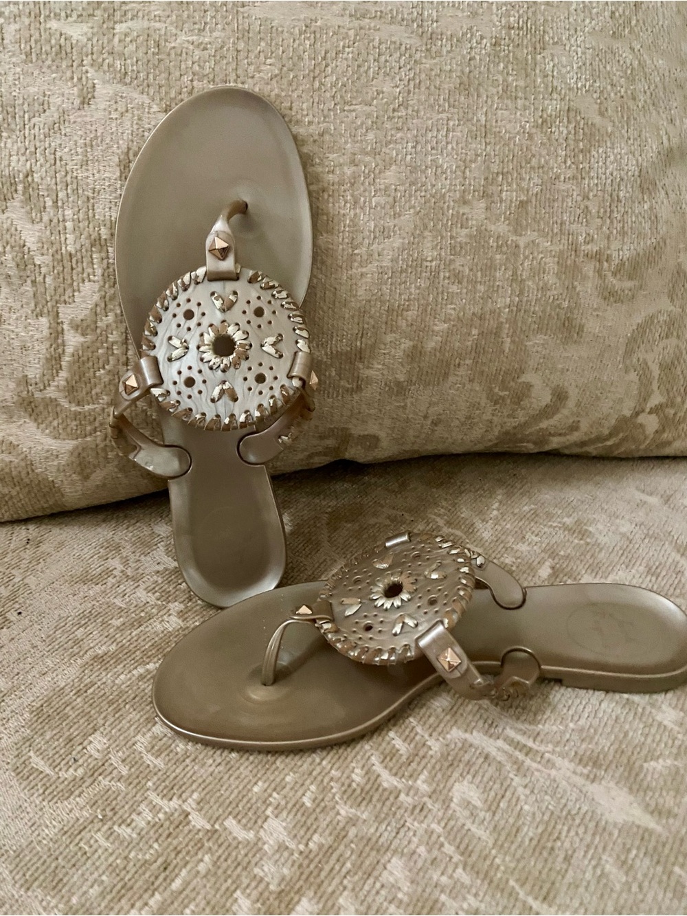 Jack Rogers Women’s Tan Decorative Thong Sandals